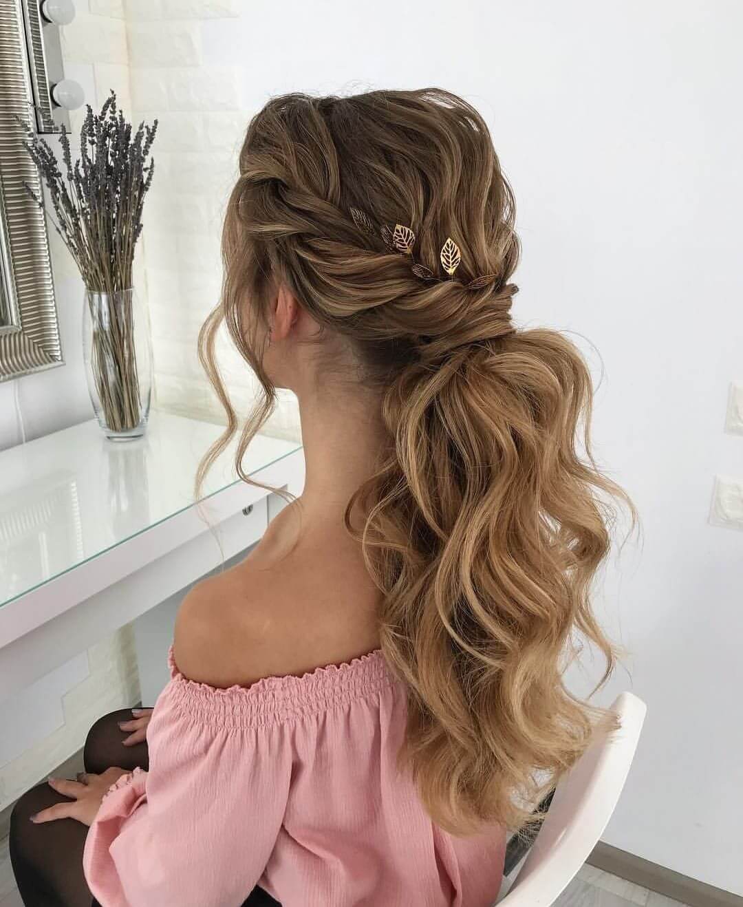 Image of Braided Ponytail hairstyle for junior bridesmaids